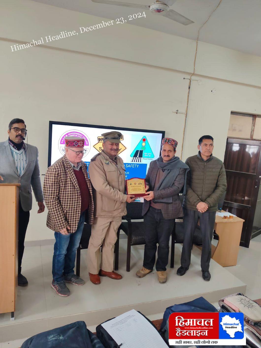 Information about traffic rules was given by the Road Safety Club on Monday at Netaji Subhash Chandra Bose Memorial Government College Hamirpur