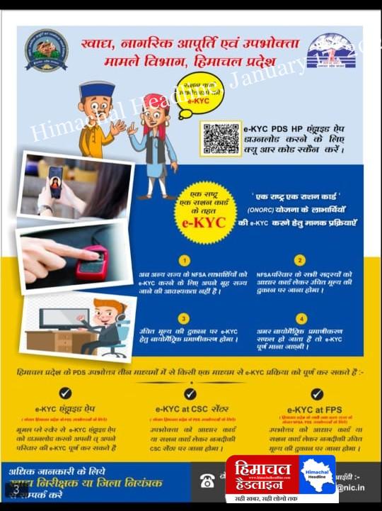Ration card consumers should get e-KYC done soon- Vijay Singh Hamal E-KYC of 159250 consumers is pending in Mandi district
